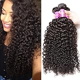 3 Bundles Brazilian Curly Virgin Hair Weave 18 20 22 Inches Unprocessed Human Hair Extensions Natural Color Can Be Dyed and Bleached Tangle Free