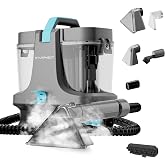 Starrybot Portable Carpet Cleaner with Steam, 18Kpa Spot Cleaner(Gray) | Steam and heating technology help lift pet messes, couch stains, stair spots, rugs, and furniture dirt.