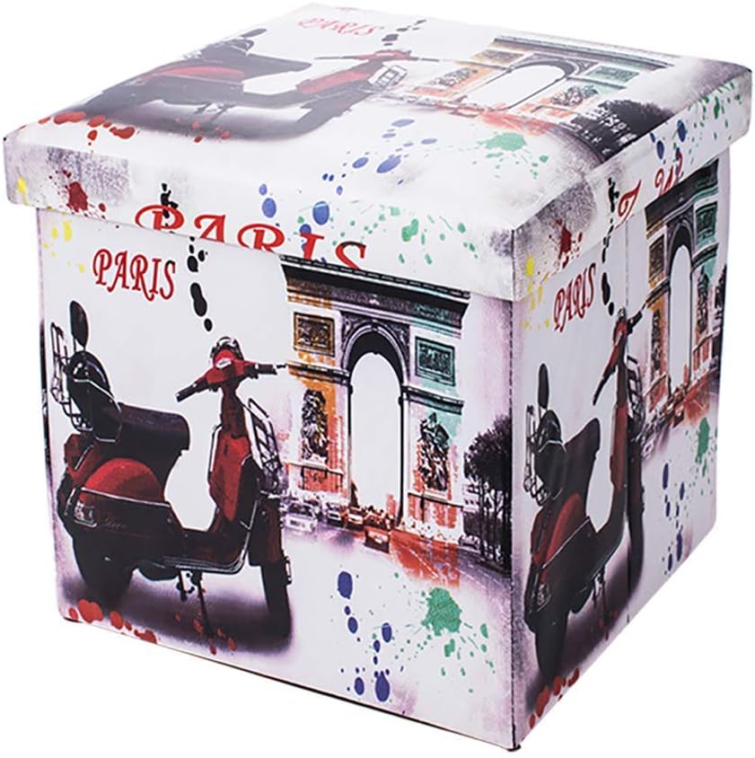 Klappbarer Aufbewahrungssitz, Retro bedruckter Aufbewahrungsfußhocker