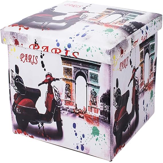 Klappbarer Aufbewahrungssitz, Retro bedruckter Aufbewahrungsfußhocker