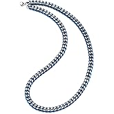 COOLSTEELANDBEYOND Steel Curb Chain Miami Cuban Chain Necklace, Two-tone, Satin Polished, for Man, 8mm Wide