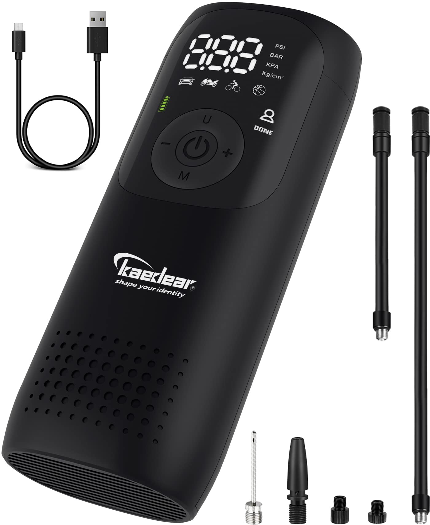 Kaedear(カエディア) バイク 空気入れ バイク用 エアポンプ 電動 エアーポンプ 電動空気入れ 充電式 usb スマートエアポンプ 2000mah×2 合計4000mah/14.8wha 150PSI typeC オートバイ 自転車 車 モバイルコンプレッサー KDR-AP1商品画像