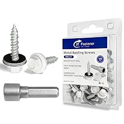 #10 x 1 Inch Metal Roofing Screws, White Hex Head
