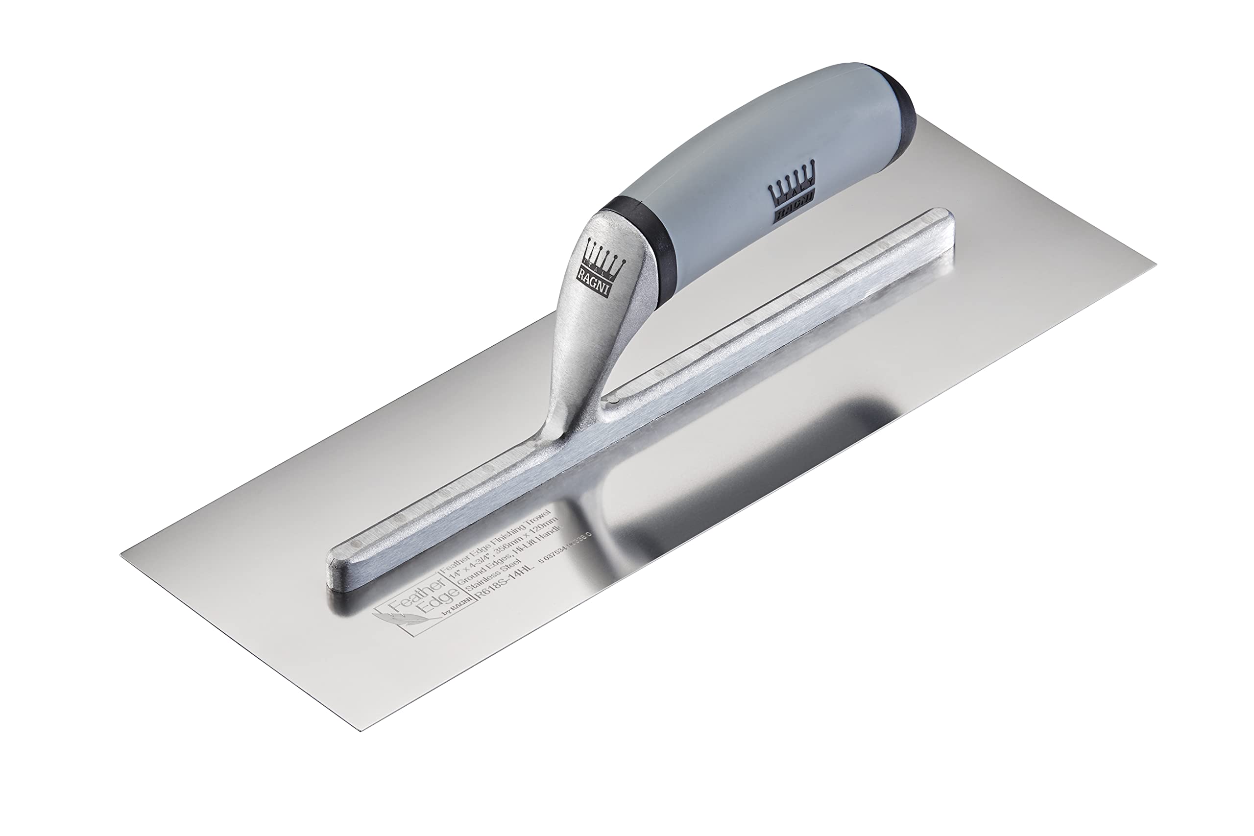 RAGNI 16" Feather Edge Stainless Steel Finishing Trowel with HIGH Lift Handle (R618S-16HL)