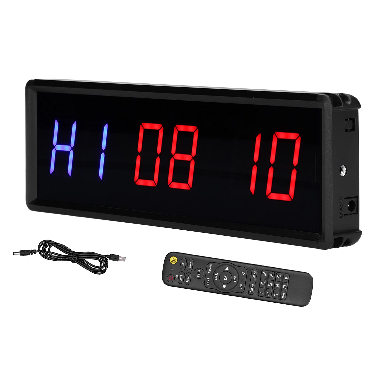 Gym Timer, LED Interval Timer Count Down Up Clock Stopwatch with Remote for Home Gym Fitness, Bookmarks