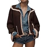 VAOYIU Contrast Trim Scalloped Knit Jacket Womens Cropped Collared Coat with Retro Charm Versatile Styling All Match
