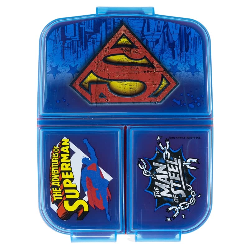 OM SUPPLIES Superman Reusable Sandwich Lunch Box 3 Multi Compartment Kids Children School (Superman) — image 1