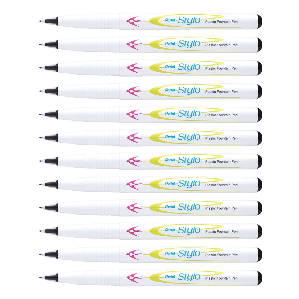Pentel Stylo Fountain Pen - Black (Pack of 12), JM11-AX