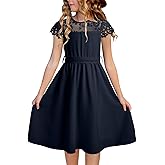 blibean Girls Summer Flower Dresses Semi Formal Lace Wedding Dress Size 6-15 Years
