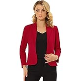 Allegra K Lapel Collar Blazer for Women's Long Sleeve Stretch Two Buttons Suit Office Work Jacket