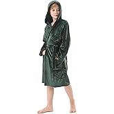V.&GRIN Boys Fleece Robe, Hooded Plush Soft Fuzzy Bathrobe for Kids 3-14 Years