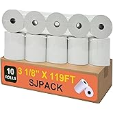 SJPACK Thermal Paper 3 1/8 x 119ft Pos Receipt Paper, 10 Rolls Cash Register Roll TM-T88 T-20 T-90 SRP-350 370