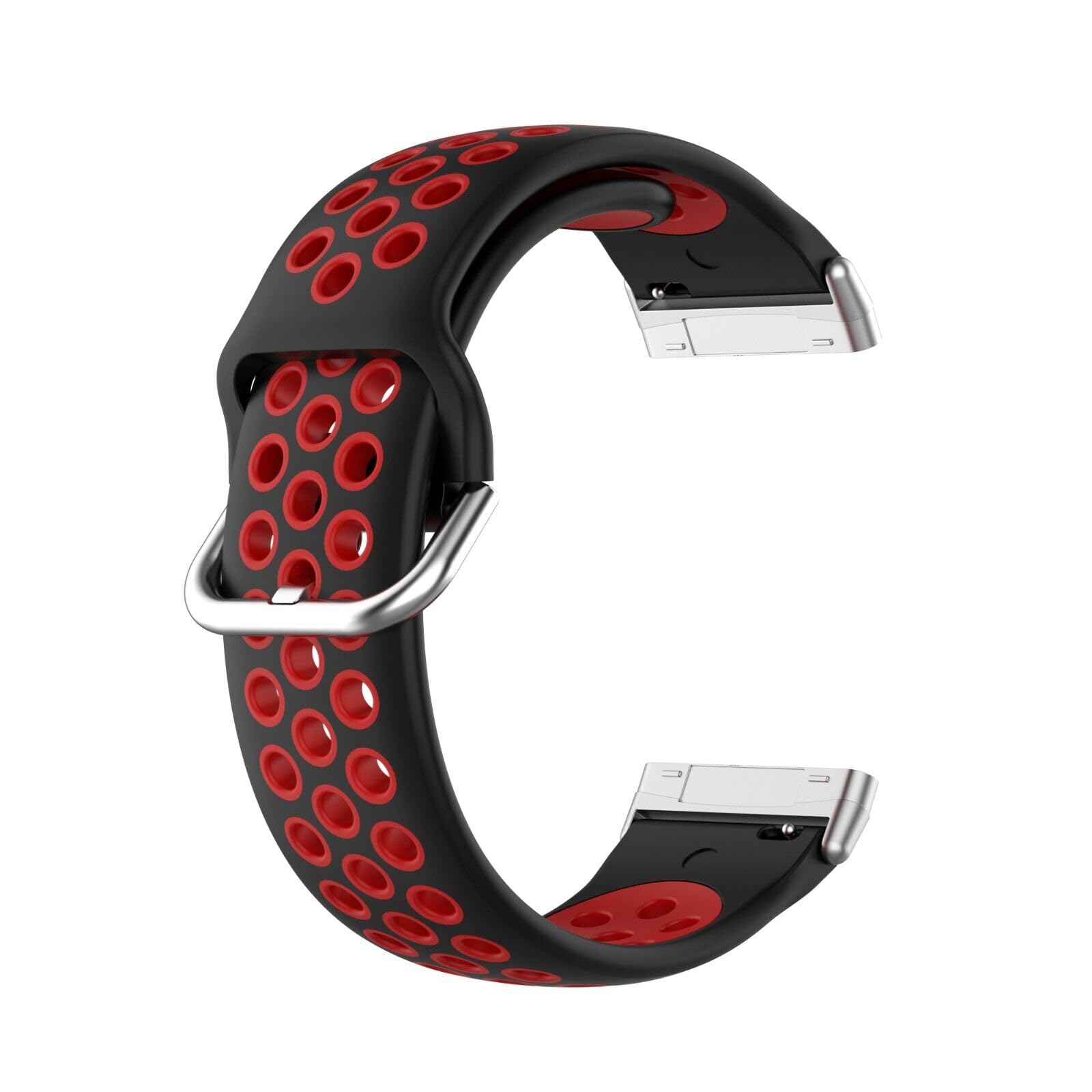 Panda Bobo for Fitbit Versa 4/Versa 3/Sense/Sense 2 Watch Silicone Sports Replacement Breathable Band Strap (Black+Red)