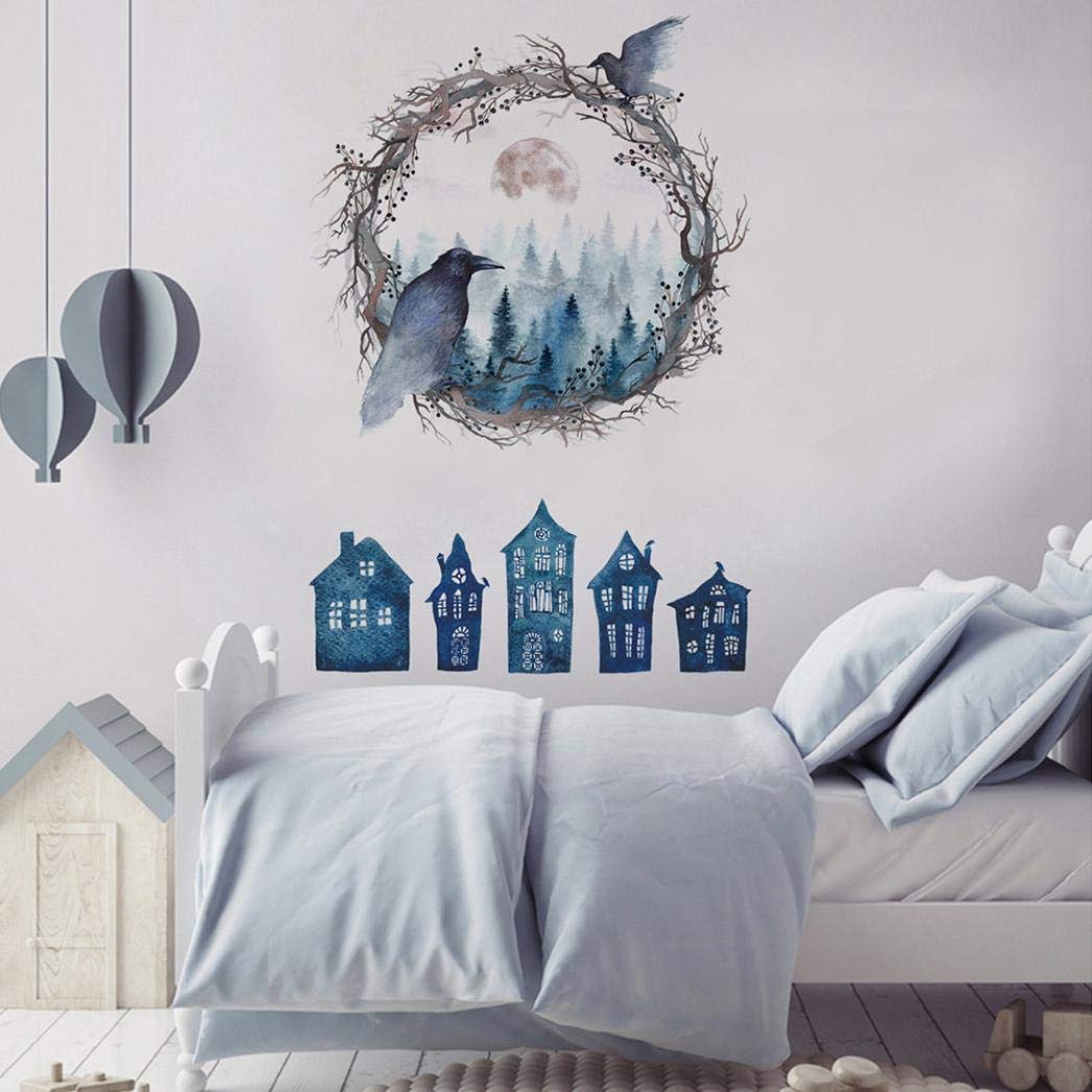 Amazon Com Halloween Haunted House Ghost Bird Wall Decals