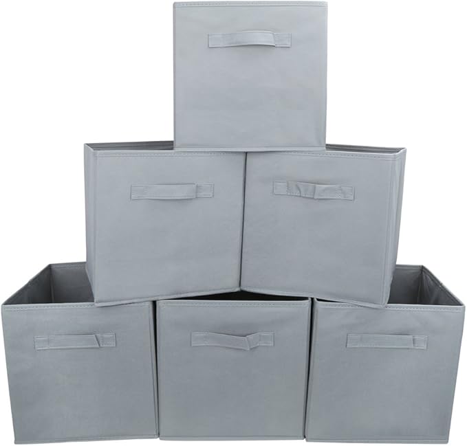 EZOWare Set of 6 Foldable Cube Storage Boxes, Organiser Basket