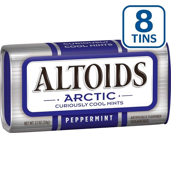 ALTOIDS ARCTIC PEPPERMINT BREATH MINTS HARD CANDY BULK, 1.2 OZ TIN (PACK OF 8)