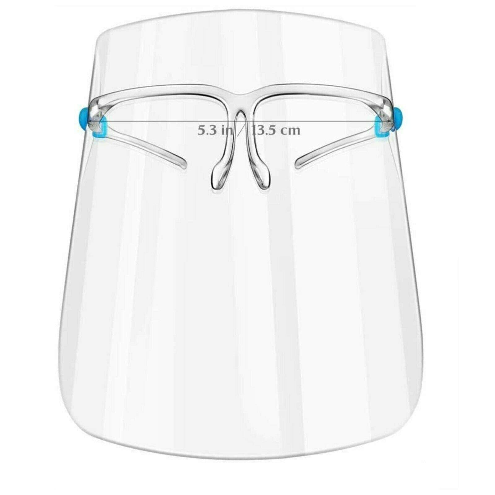 Full Face Covering Anti-Fog Face Shield Clear Glasses Frame Safety Protection Visors Guard Kit (Pair of Glasses Frame + 3 Shields) PPE