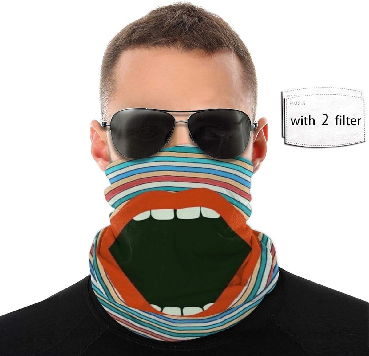Scarf Bandana Big Mouth Neck Gaiter Headband with 2 Filter at Amazon