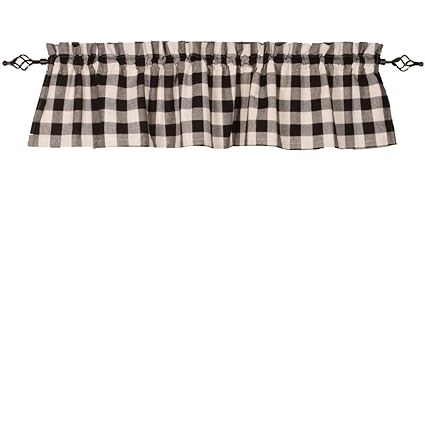 Home Collections by Raghu 72x15.5 Buffalo Check Black-Buttermilk Valance