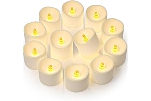 WarmEmbrace 12 Pack Flameless Candles,Easter Basket Stuffers, Battery Operated Candles, Tea Lights for Votive, Flickering Fake Candles, LED Candles for Wedding&Festival(Warm White, Batteries Included)