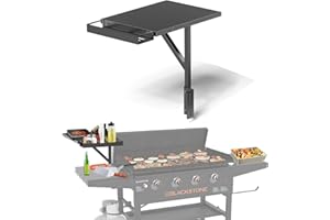 TRYBUY Upper Side Shelf with Griddle Caddy for 36″/28″/28XL Blackstone Griddles, Large Griddle Side Table with Bottle Holder for Easy Access, Blackstone Grill Accessories, Black (1 Pack)