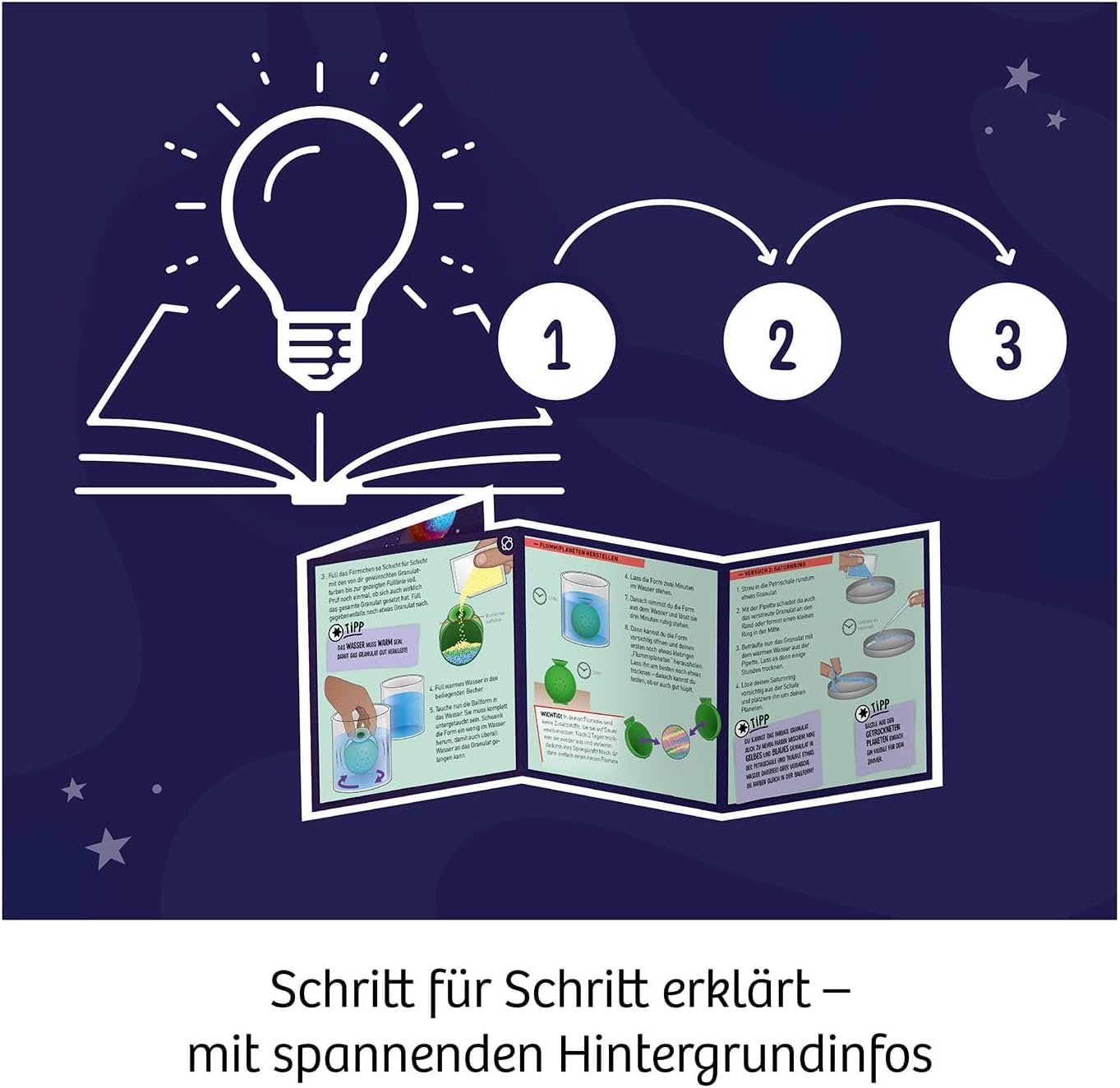 KOSMOS 617172 Flummi-Planeten, Bunte Flummis selbst herstellen, Coole Farbmuster selber Mixen, Experimentierset für Kinder ab 8 Jahre, Mitbringexperiment, (DE, EN, FR, IT, ES, NL) multilingual 3