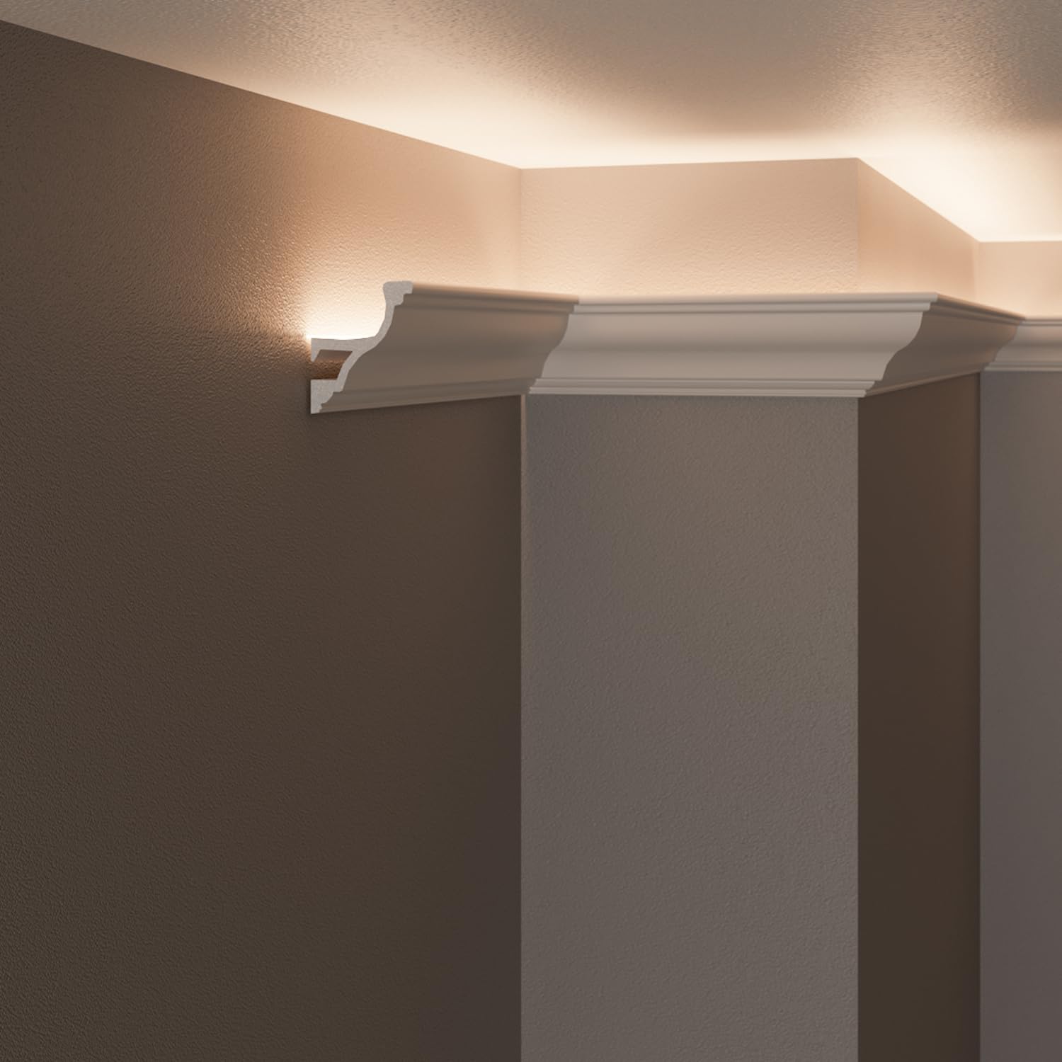 Grand Decor LED Ceiling and Wall Stucco Strips (10 Running Metres - KH905) for Indirect Lighting with LED Strips, Decorative, Prefabricated Duropolymer (Better than Styrofoam) (10 Pieces of 1 Metre)