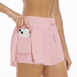 Wsirmet Women's Pink 2-in-1 Butterfly Athletic