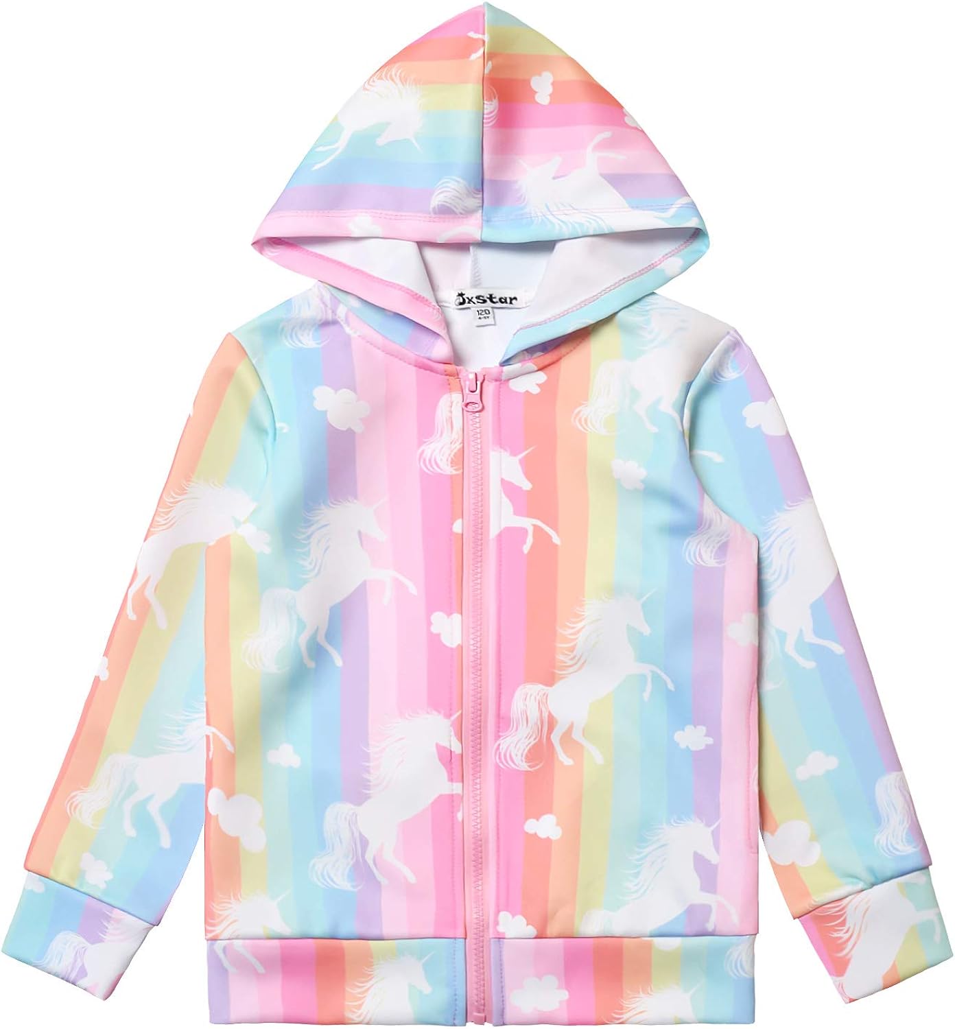 Girls Zip Up Hoodie Jacket Unicorn Sweatshirt with Pockets: Clothing