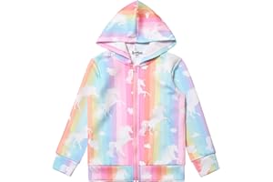 JXSTAR Girls Zip Up Hoodie Jacket Unicorn Sweatshirt with Pockets