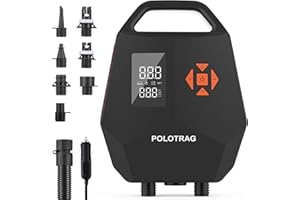 Polotrag Paddle Board Pump, Sup Pump Electric Portable with Auto-Off/Deflation, Dual Stage 12V DC Car Connector Air Pump for Inflatables, Kayak and Air Mattress