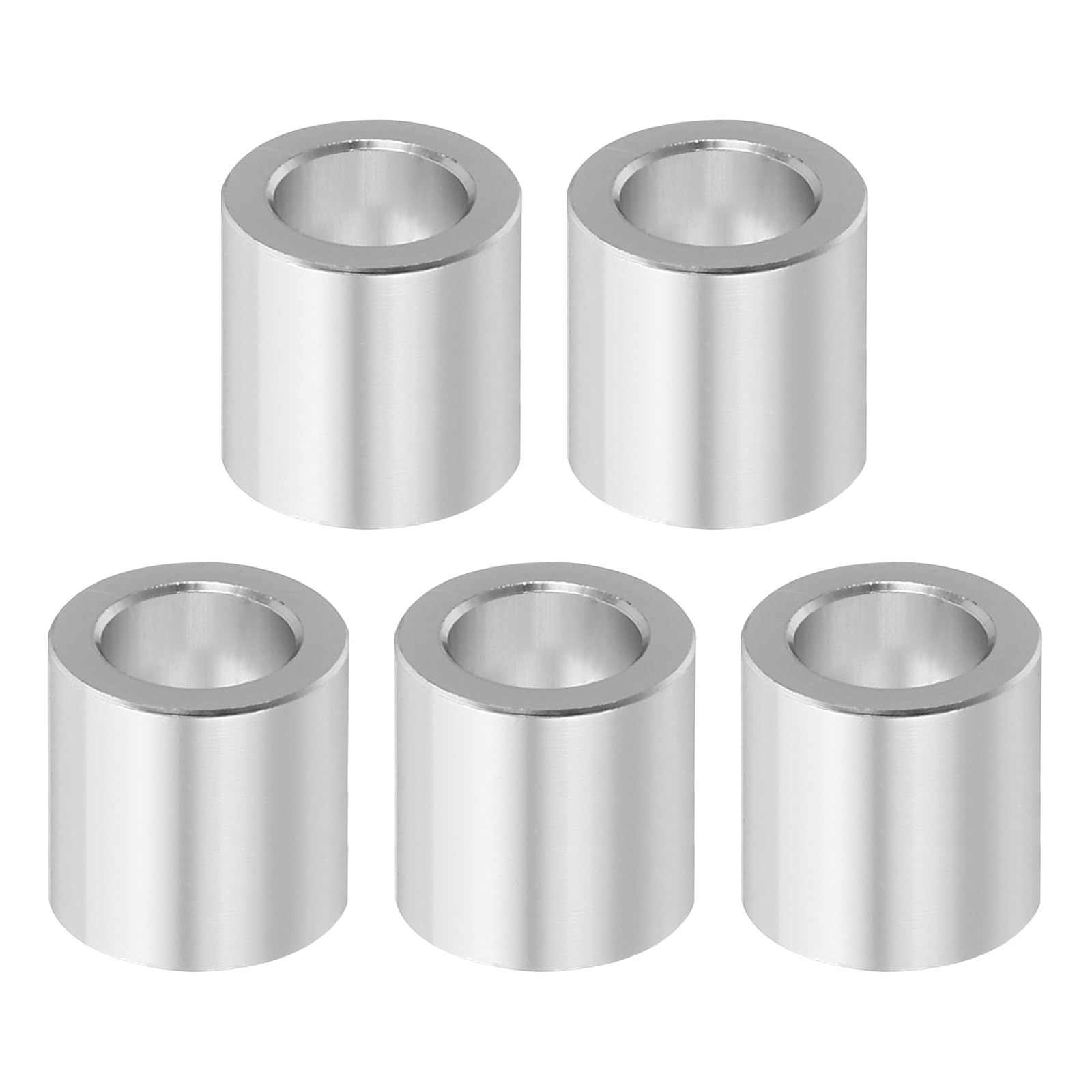 PATIKIL M8 Aluminum Spacers, 5 Pcs Metal Spacer Aluminum M8 X1/2"OD X1/2"L Aluminum Spacer Screw Standoff Round for 5/16" or M8 Screw Bolts, Silvery
