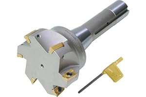 Jerax tools R8 Shank Indexable 3" End Mill, 3" Diameter 90 Degree High Speed Milling Cutter with Replaceable Carbide Insert