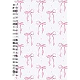INCOK Coquettte Pink Bow Notebook - Preppy Stuff Preppy School Supplies Cute Spiral Notebook 5.5 x 8.3 Inches Aesthetic Journal School Office Stationary for Girly Women