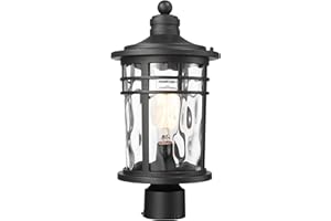 Darkaway Large Outdoor Post Lights Lamp Posts Outdoor Lighting, 17inch Aluminum Post Lights Outdoor Light Fixtures with Water Ripple Glass, Pole Light for Outside Patio Yard Garden
