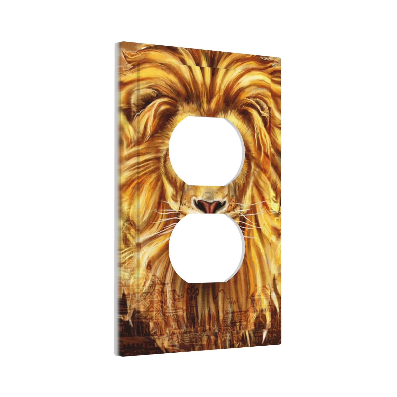 African Lion 1 Gang Duplex Outlet Covers Light