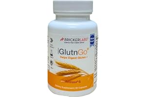 Bricker Labs GlutnGo with Tolerase G 100mg Digestion Supplement for Gluten Intolerance, Clinically Proven to Help Digest Gluten, Fast, Effective and Safe Digestive Aid, 90 Capsules