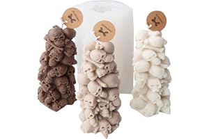 Cestony Halloween 3D Skeleton Tower Pillar Shape Candle Silicone Molds for Making Candle Resin Pillar Aromatherapy Candles Wax Soap Flower Specimen Clay Craft
