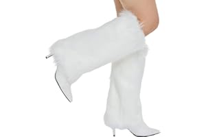 RECECASA Faux Fur Leg Warmers for Women, Fluffy Boot Cuffs Covers for Halloween, Christmas,Furry Costume Cute Cosplay