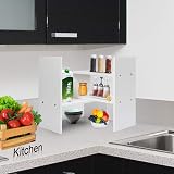Hossejoy Wood Adjustable Bookshelf Bookcase White Expandable Desktop Storage view 8