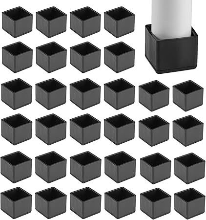 Yoption 32 Pack Chair Leg Floor Protectors Silicone Black Square