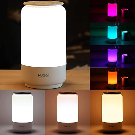 led lamps for bedroom hugoai bedside lamp tunable warm to cool white lights dimmable brightness and rgb color changing led table lamps night light