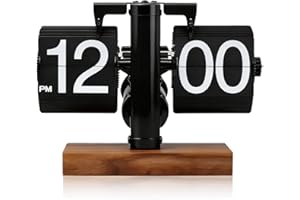 Retro Flip Clock for Desk, Mechanical Clock Digital Flip Down Clock Retro Automatic Turning Large Number Battery Powered Flip