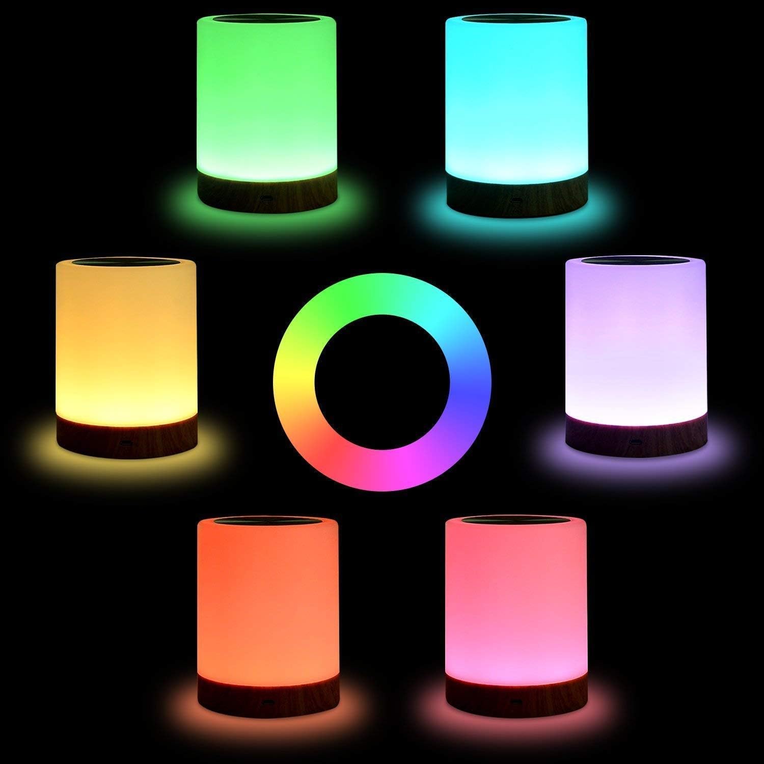 Night Light, UNIFUN Touch Lamp for Bedrooms Living Room Portable Table Bedside Lamps with Rechargeable Internal Battery Dimmable 2800K-3100K Warm White Light & Color Changing RGB - - 