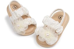 Meckior Infant Baby Girls Boys Summer Sandals Open Toe Lace Princess Dress Wedding Flats Shoes Newborn Toddler Soft Non-slip Sole First Walker Crib Shoes
