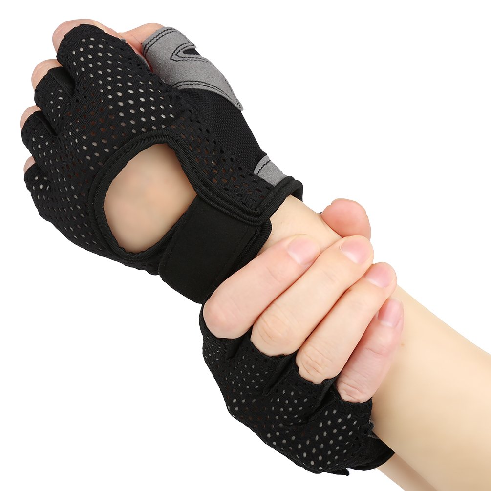 VBIGER Cycling Gloves, Men\'s Half Finger Biking Gloves MTB Gloves with Anti-Shock Gel Pad (C-Black, L)