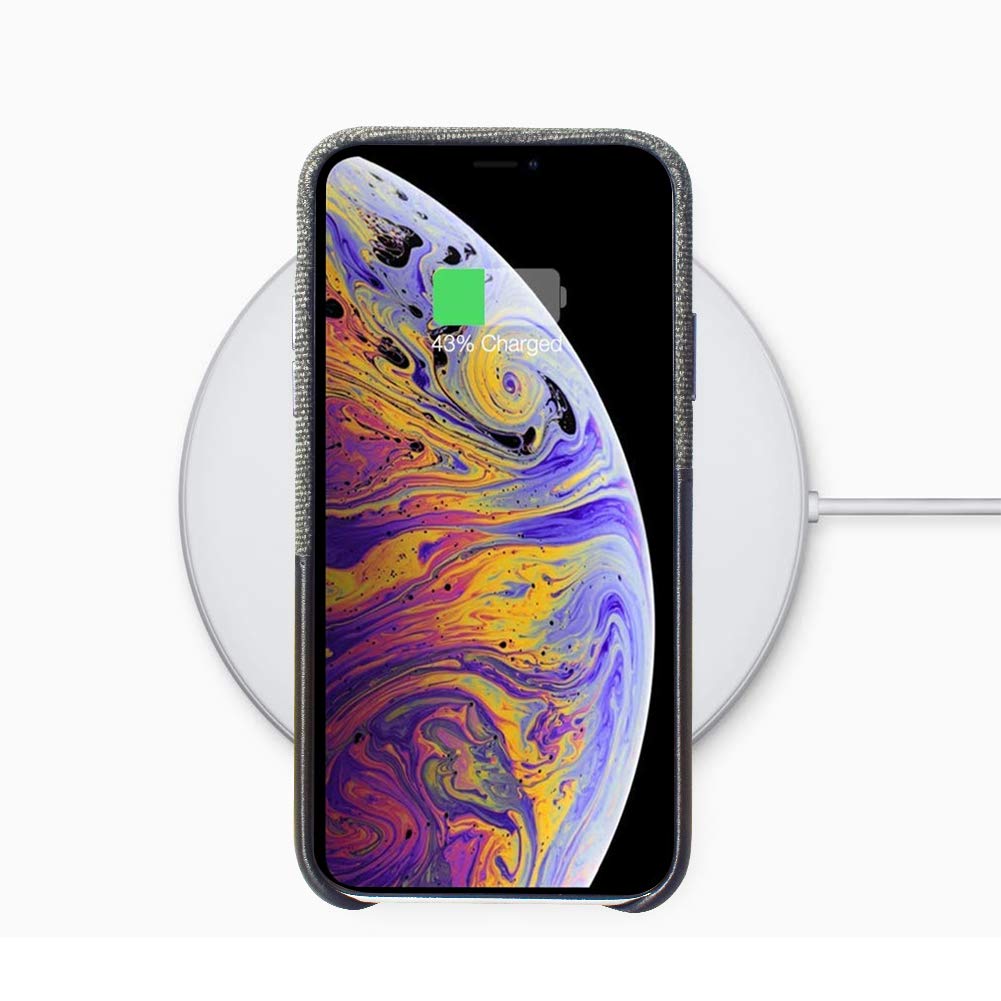 PARFASE iPhone Xs Max Wallet Case, iPhone Xs Max Case Soft Cloth Fabric Case with 2 ID Credit Card Holder Slots for Apple iPhone Xs Max 6.5 inch (Gray/Black)