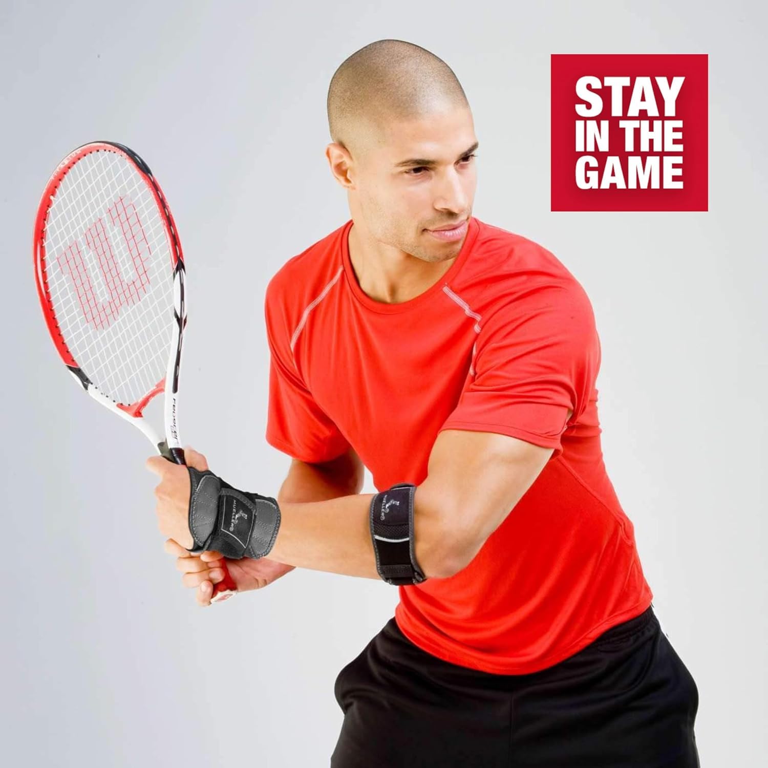 MUELLER Sports Medicine Hg80 Premium Tennis Elbow Support Strap, Elbow Pain Relief Brace For Men and Women, Black,