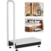 Adjustable Metal One Step Stool with Handle for door High bed elderly(Grey)
