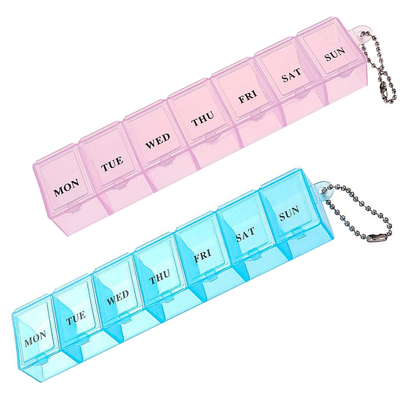 2 Packs Pill Box 7 Day 2 Times a Day, Portable Pill Box Organiser Am Pm Pill Case Travel Tablet Box Reminder Pill Dispensers Weekly Pill Storage Box for Medicines